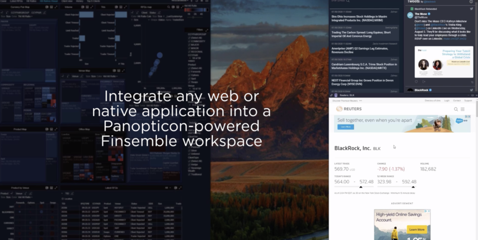 Integrate any web or native application into a Panopticon-powered Finsemble workspace